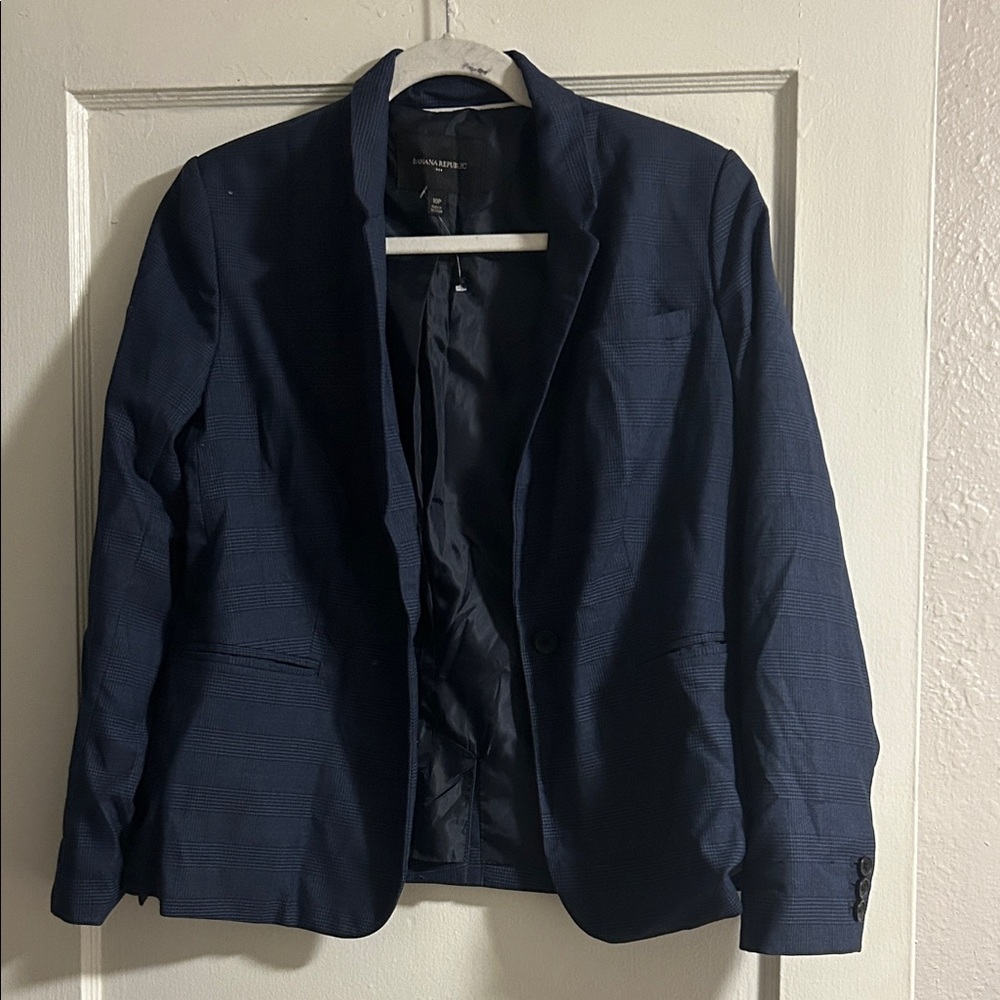 Banana Republic Navy Plaid Blazer